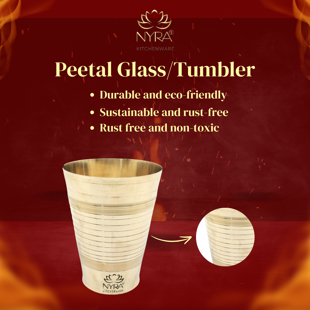 Pure Brass/Peetal Drinking Glass – Handcrafted Tumbler | Traditional Design & Health Benefits