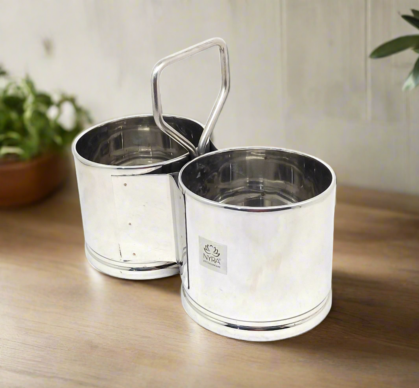 Stainless Steel Chougadha | Chaumukha Vegetable Holder with Handle – Premium 2, 3, 4 Container