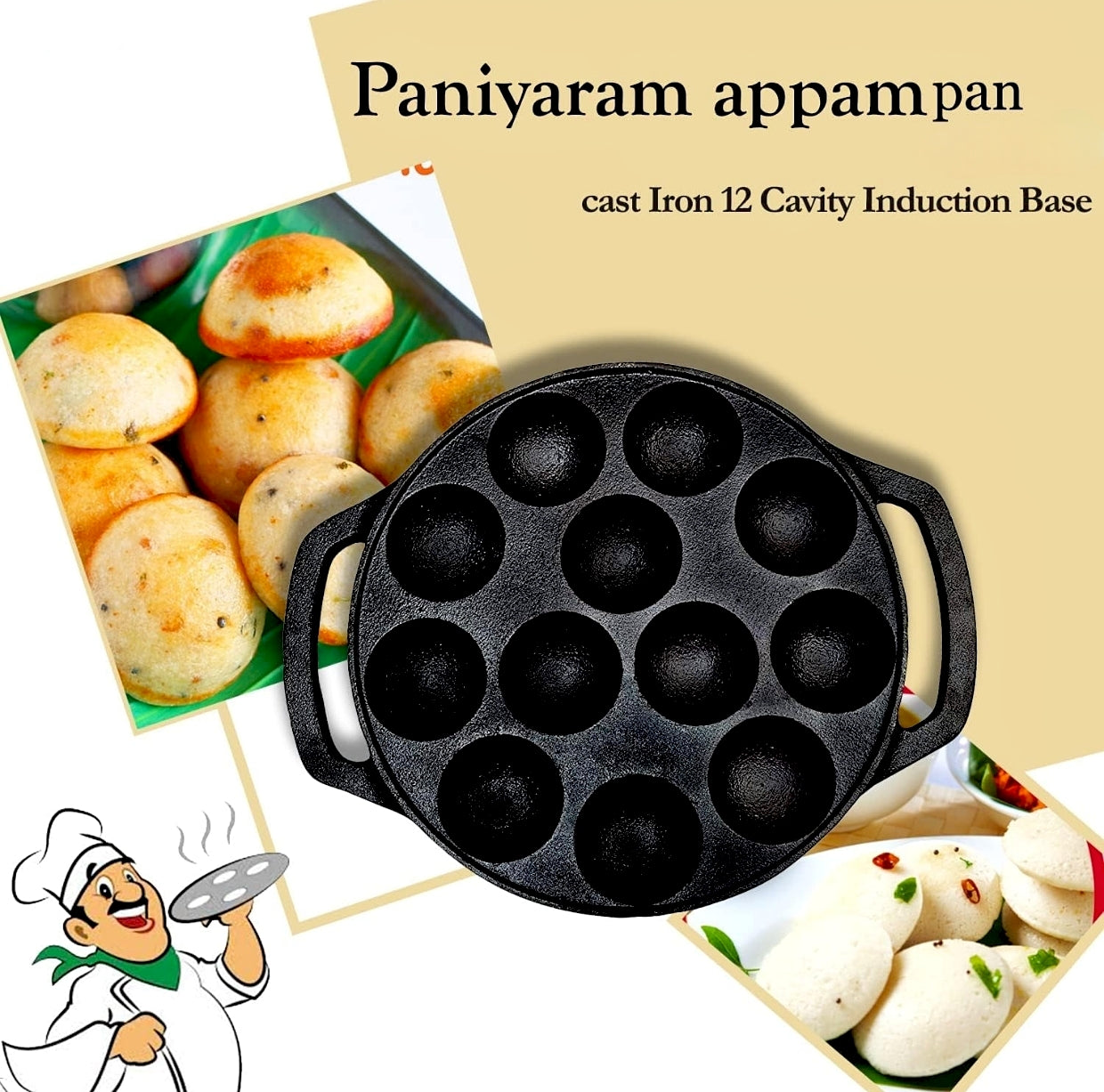 Cast Iron Appam Pan