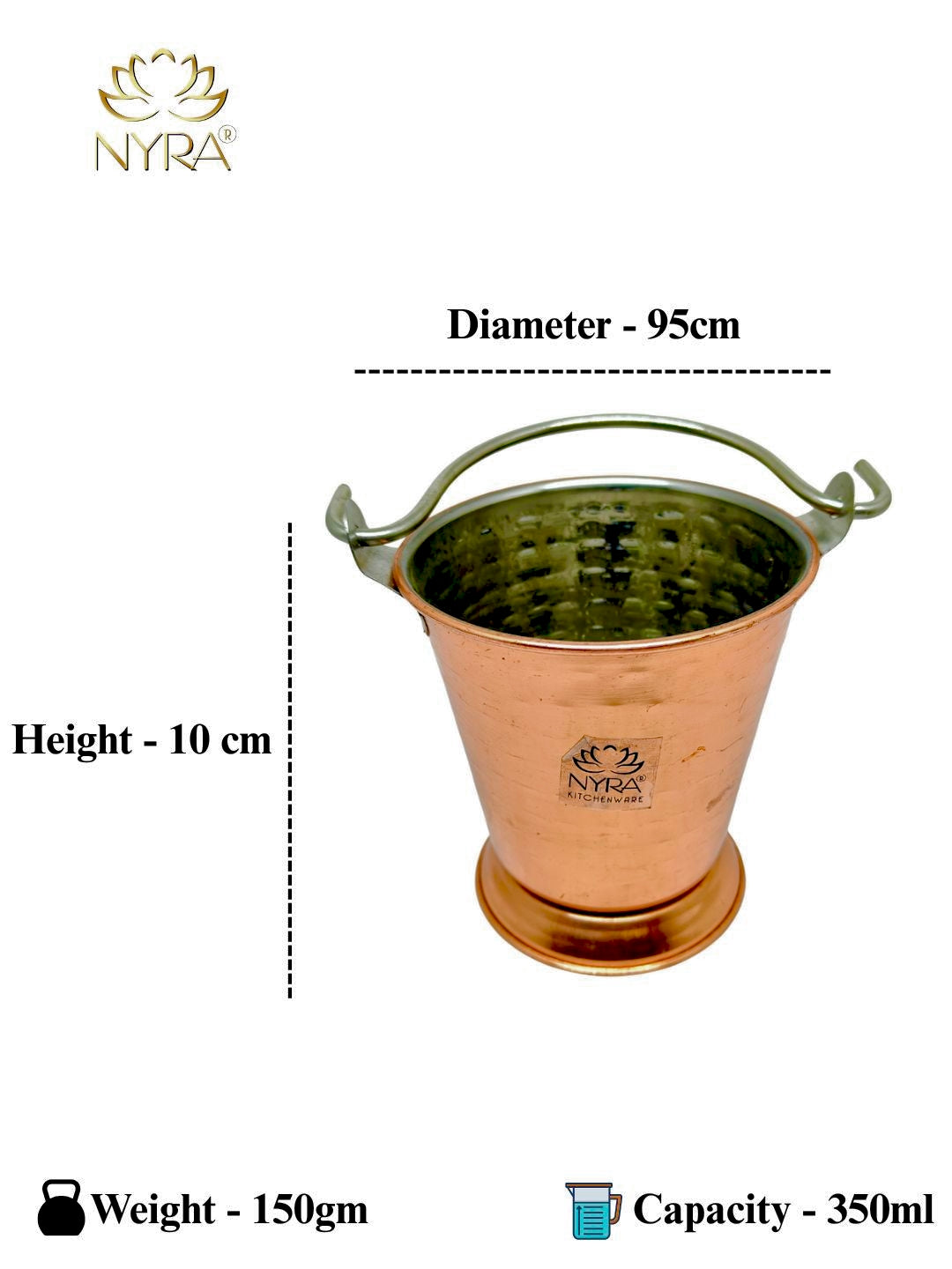 Stainless Steel Rose Gold Finish Balti | Double Layer Insulated Serving Bucket - Elegant Design for Home, Hotel & Restaurant Use