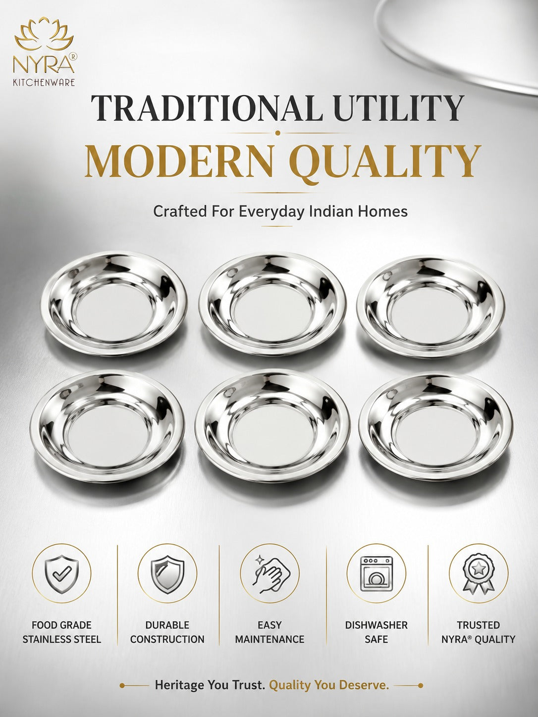 Stainless Steel Cover Plate for Glass - Set of 6pcs.