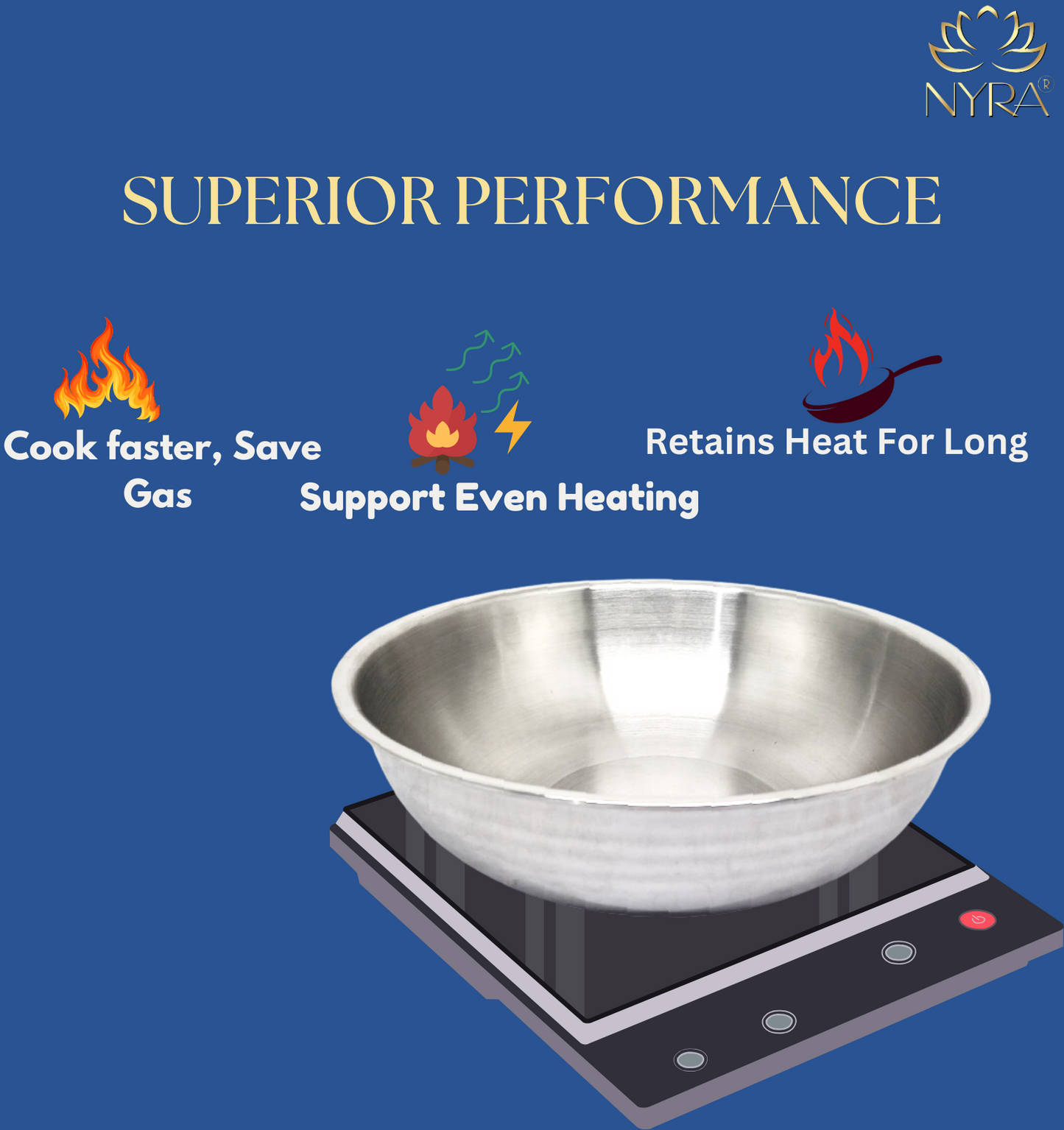 Triply Stainless Steel Extra Deep Tasla Kadhai