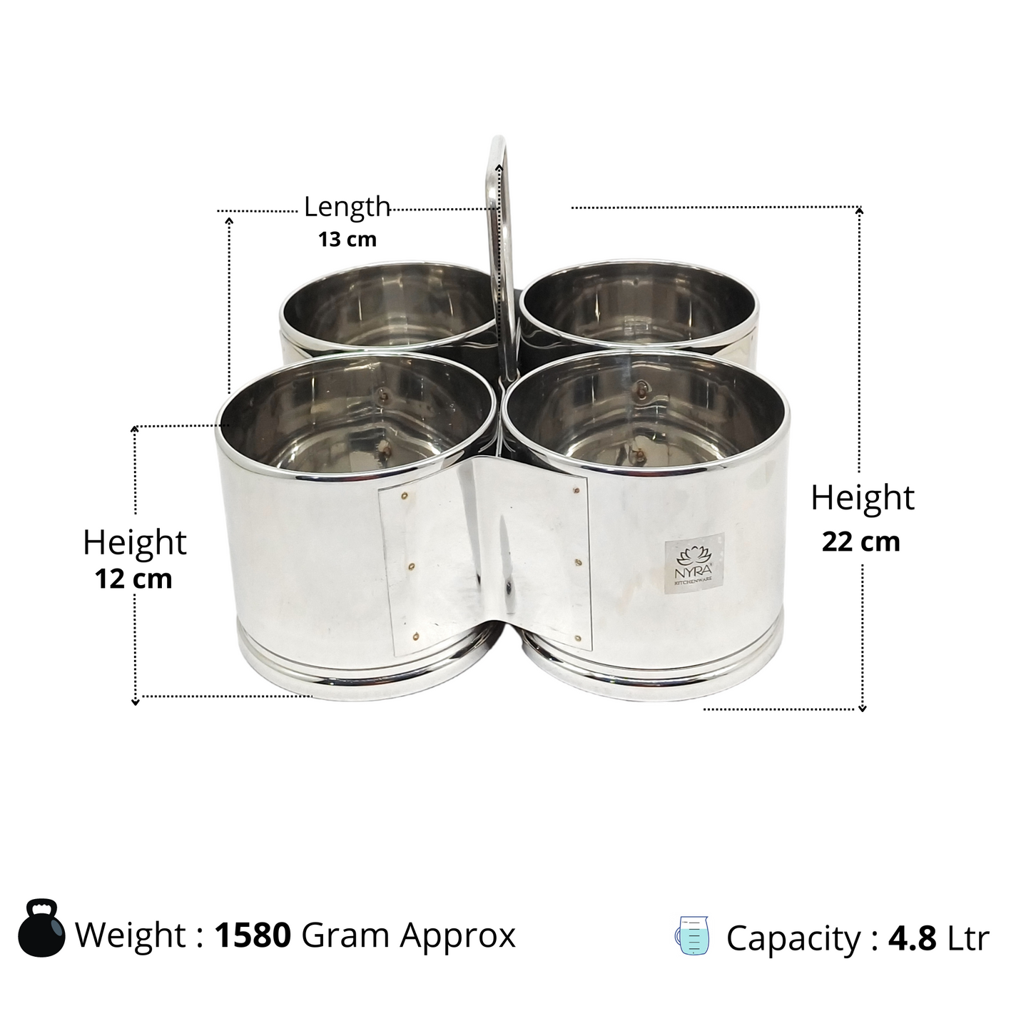 Stainless Steel Chougadha | Chaumukha Vegetable Holder with Handle – Premium 2, 3, 4 Container