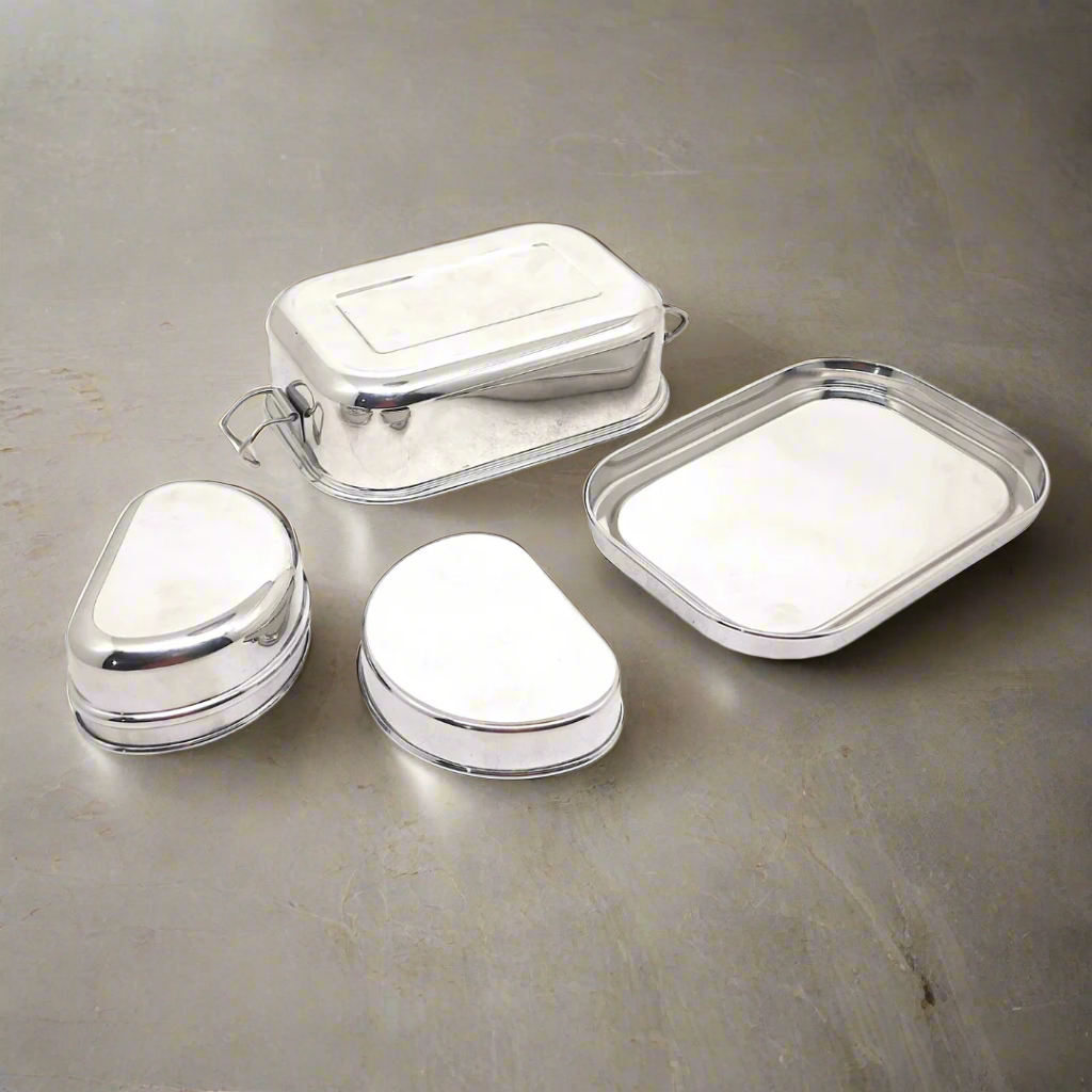 stainless steel lunch box Stainless Steel Lunch Box with locking clips
nyra stainless steel lunch box