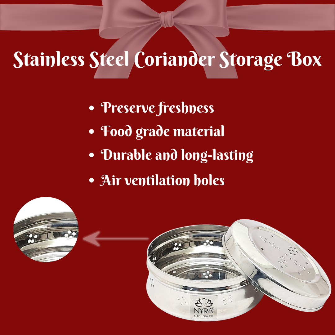 Features of Stainless Steel Round-Shaped Dhaniya/Coriander Box