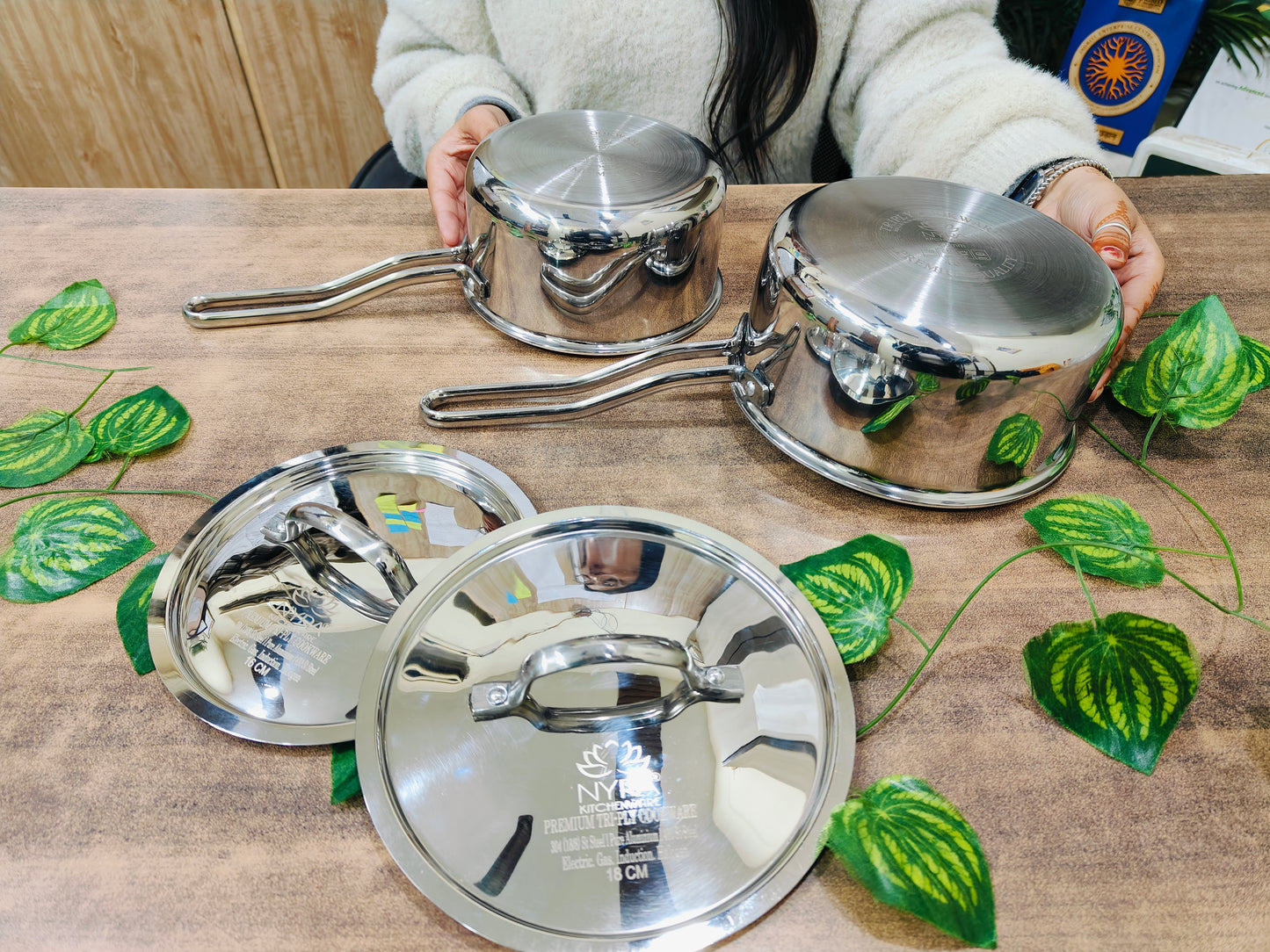 Triply Stainless Steel Sauce Pan with Lid