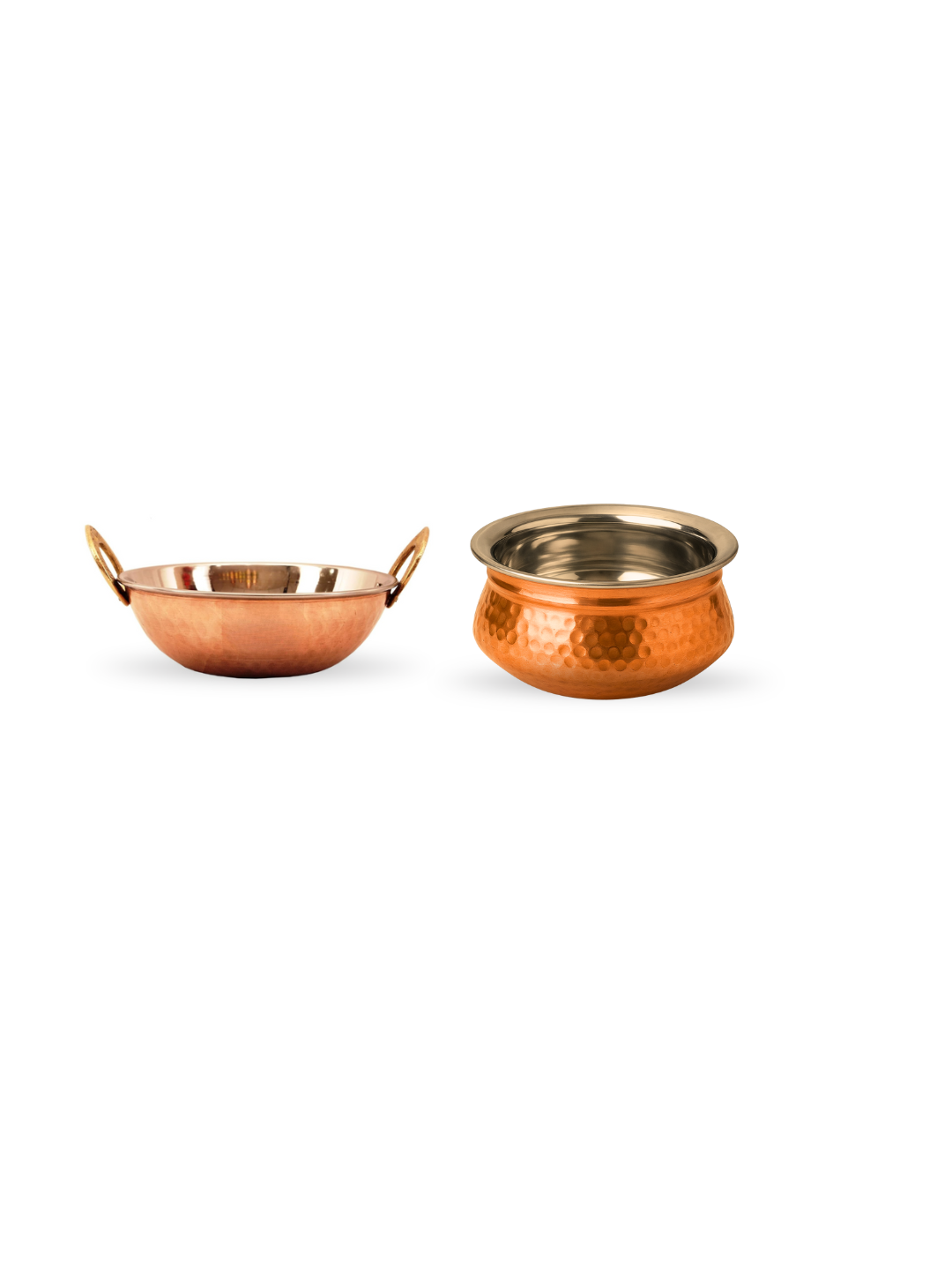 Premium Hammered Copper Handi & Kadhai Set | Traditional Serveware with Stainless Steel Inside
