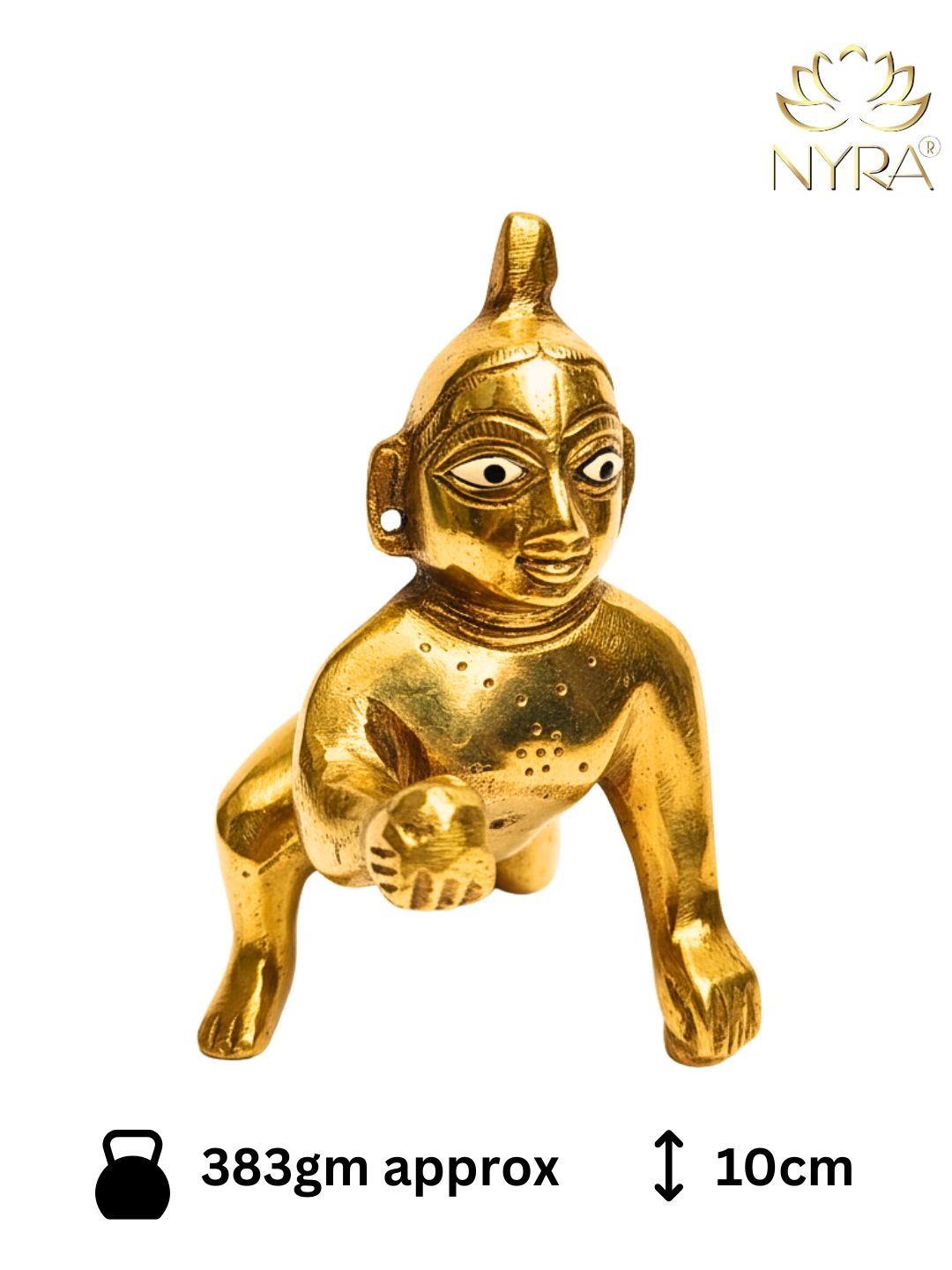 Brass Laddu Gopal Idol | Bal Gopal Krishna Murti for Home Temple & Pooja | Thakur Ji Baby Krishna Statue
