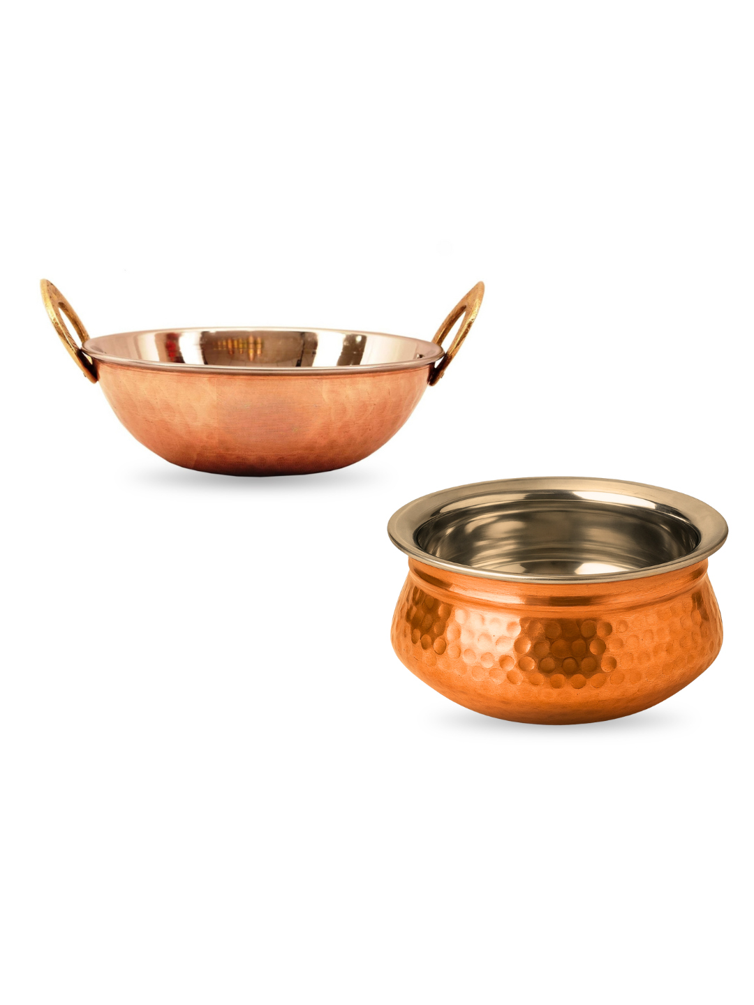 Premium Hammered Copper Handi & Kadhai Set | Traditional Serveware with Stainless Steel Inside