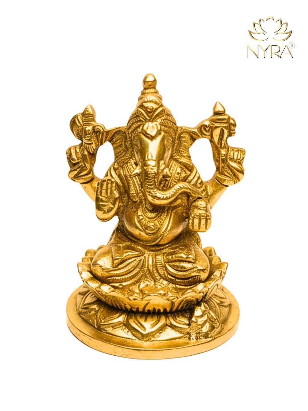 Pure Brass Lord Ganesha Idol | Handcrafted Ganpati Murti - Auspicious Vastu Figurine