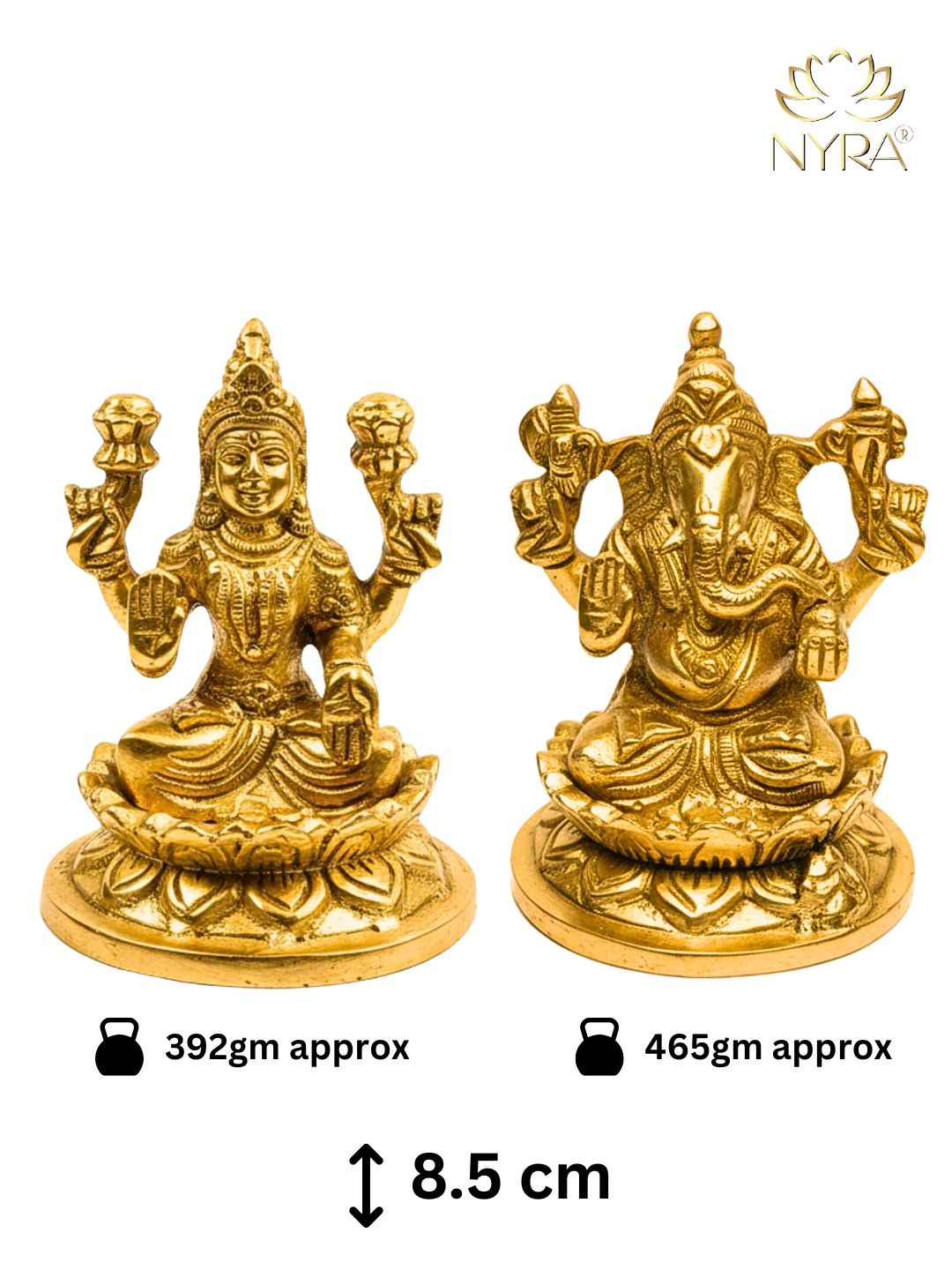 Brass Handmade Laxmi Ganesh Idol (3") | Peetal God Statue - Diwali Gift, Housewarming, Wedding & Corporate Gift |