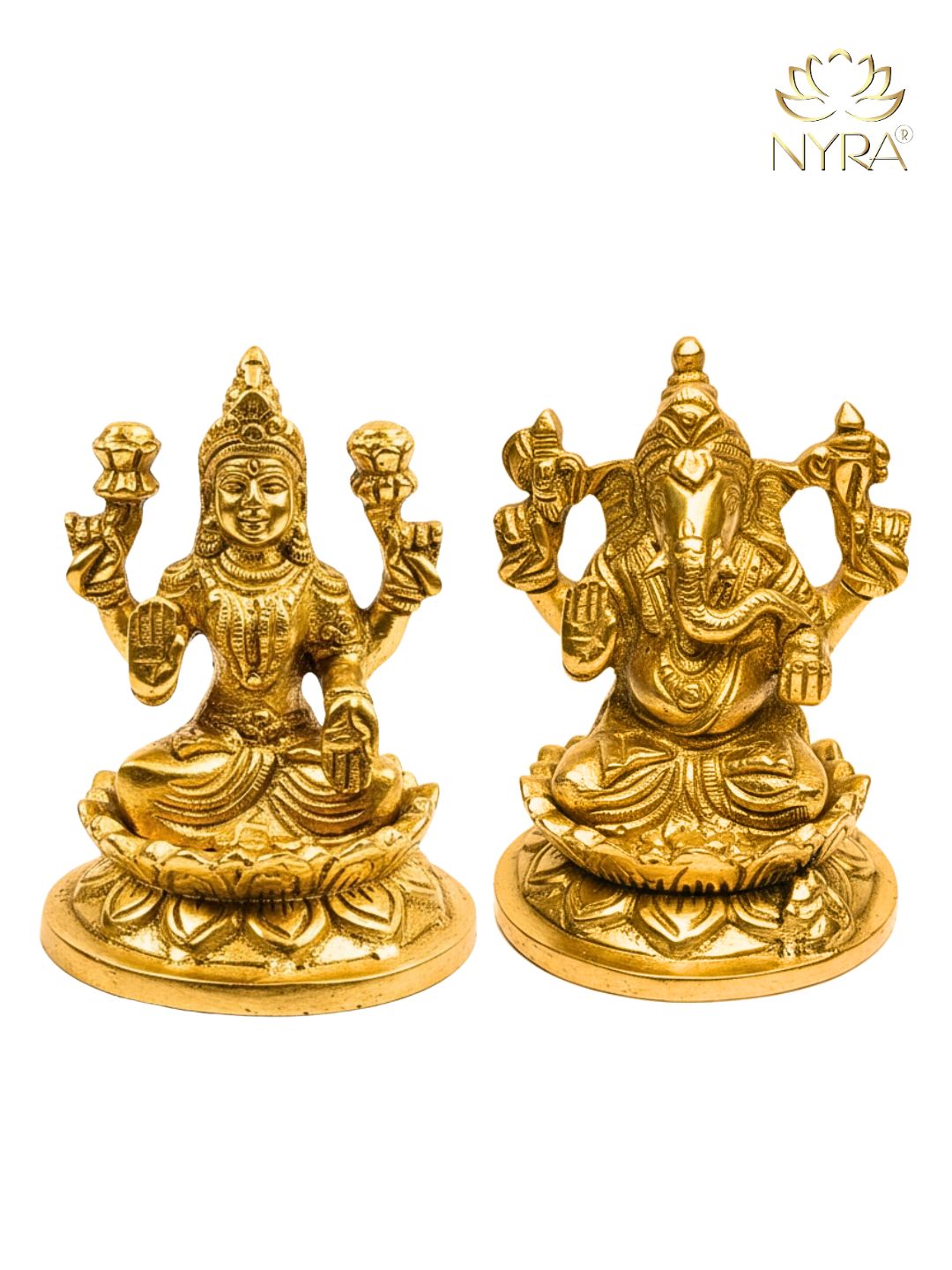 Brass Handmade Laxmi Ganesh Idol (3") | Peetal God Statue - Diwali Gift, Housewarming, Wedding & Corporate Gift |