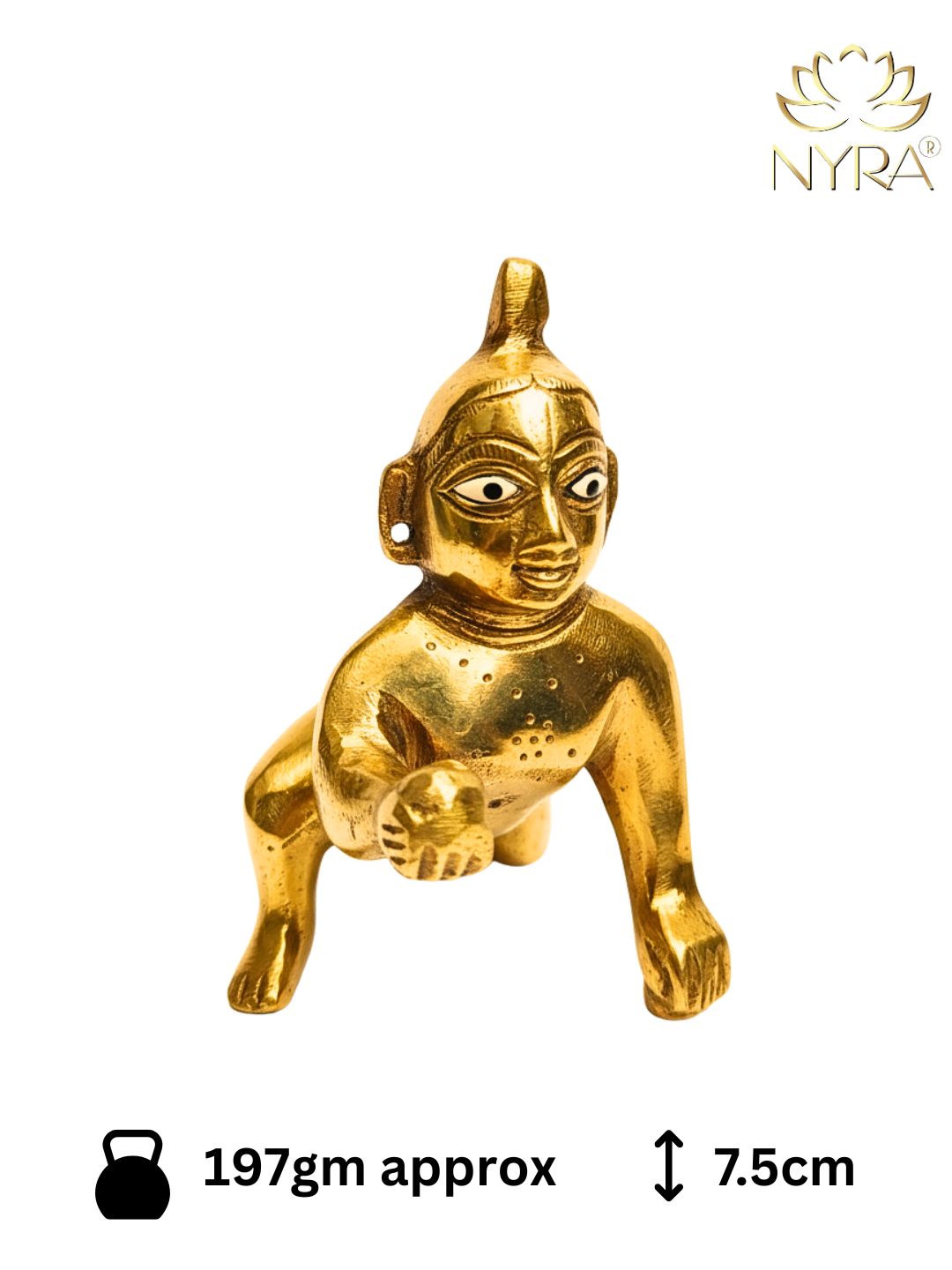 Brass Laddu Gopal Idol | Bal Gopal Krishna Murti for Home Temple & Pooja | Thakur Ji Baby Krishna Statue