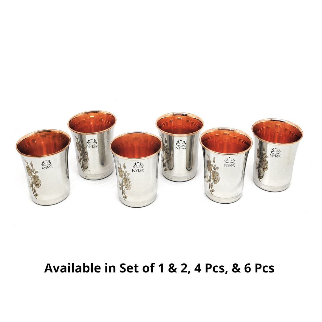set of copper stainless steel glass
