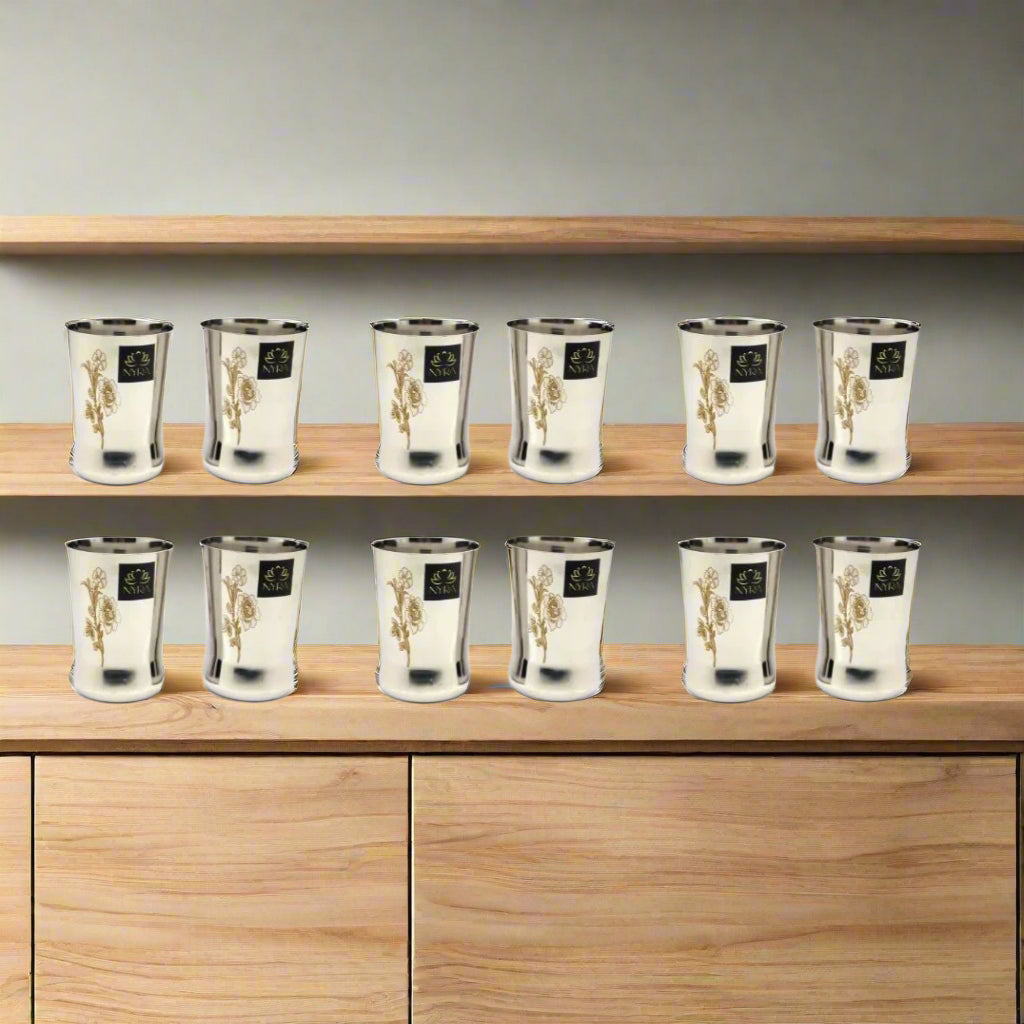 Stainless Steel Floral Laser-Printed Glass