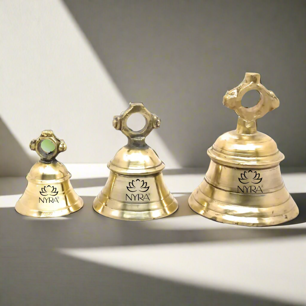 Pure Peetal Pooja Mandir Ghanta | Heavy Brass Temple Bell for Rituals & Spiritual Practices