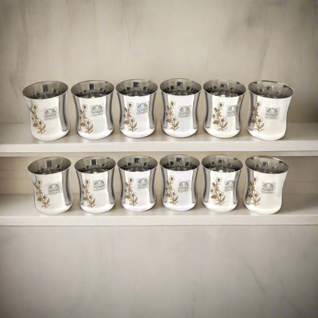 Steel Laser-Printed Goblet Glass Set
