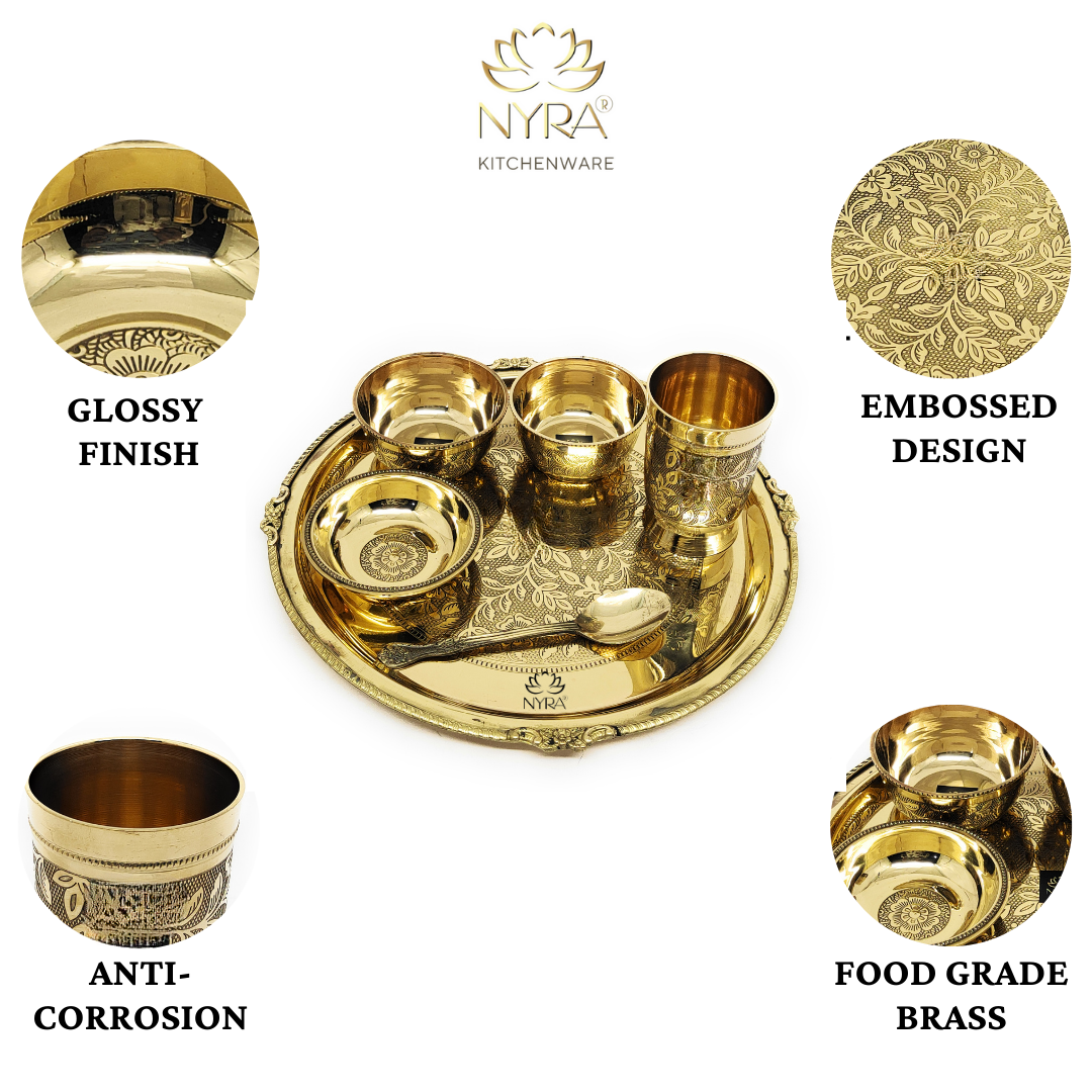 Premium texture brass thali set