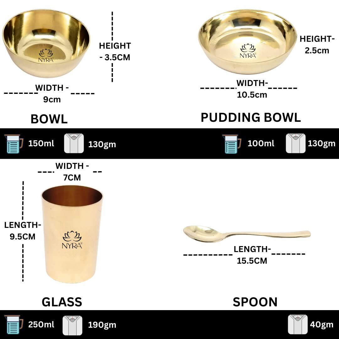dimensions of complete bronze thali set