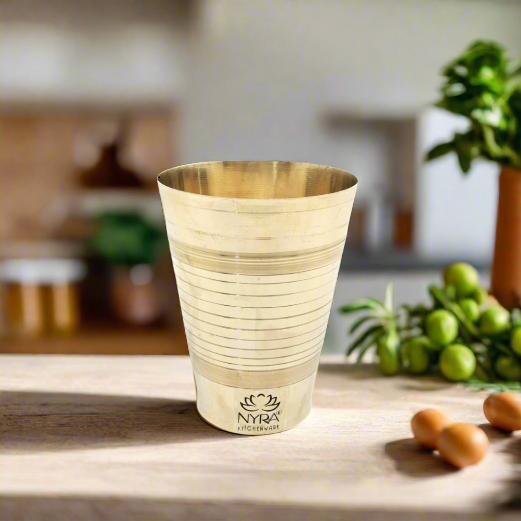 Pure Brass/Peetal Drinking Glass – Handcrafted Tumbler | Traditional Design & Health Benefits