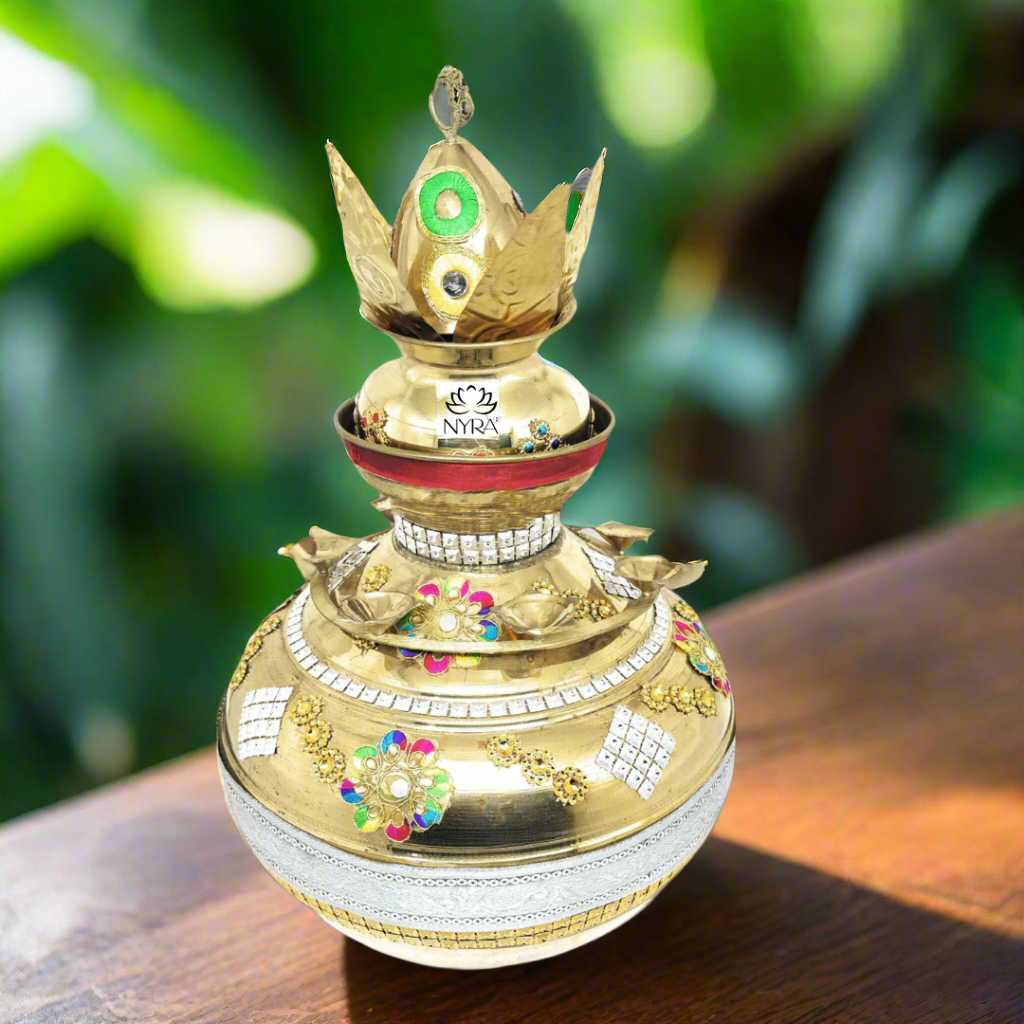 Elegant Brass Decorated Kalash Set