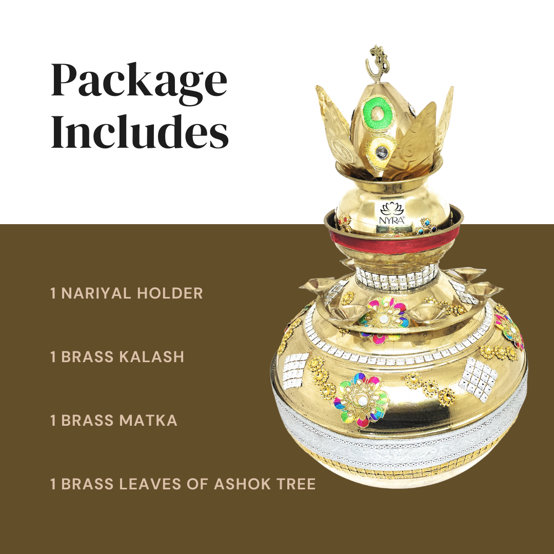 Elegant Brass Decorated Kalash Set