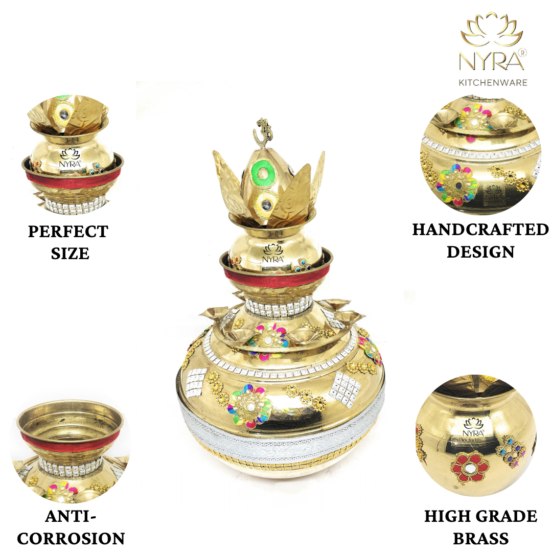 Elegant Brass Decorated Kalash Set
