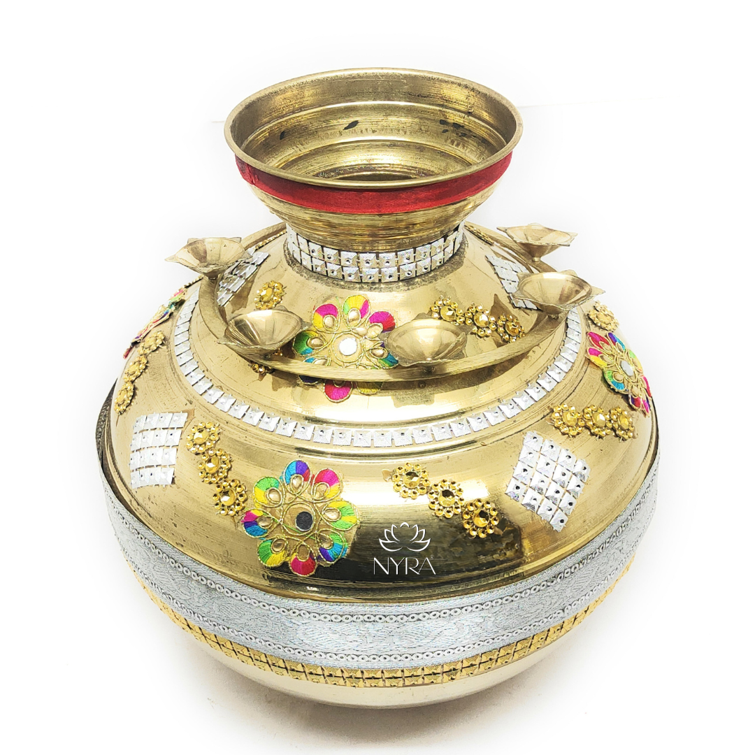 Elegant Brass Decorated Kalash Set