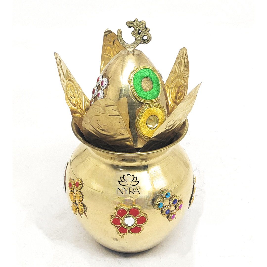 Elegant Brass Decorated Kalash Set