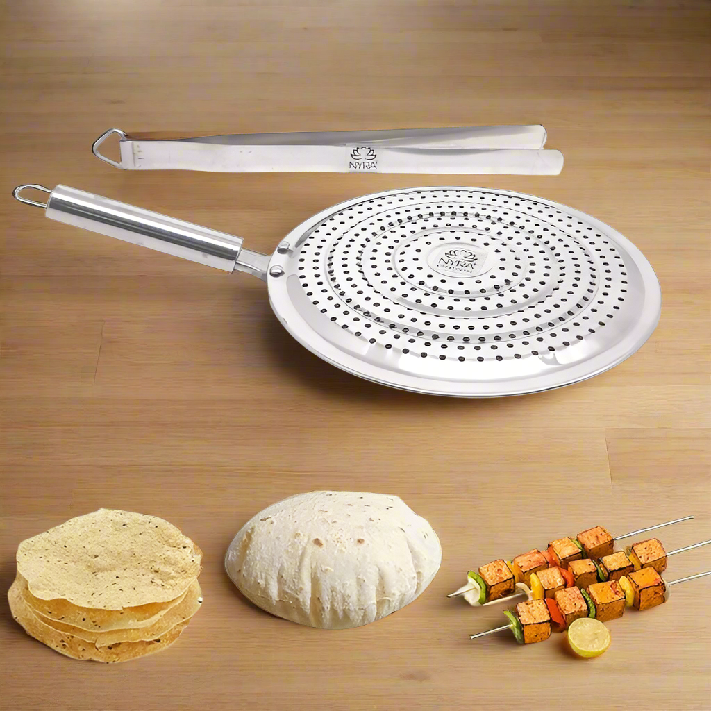 Stainless Steel Roaster & Tong Combo | Multi-Purpose Kitchen Essentials Set