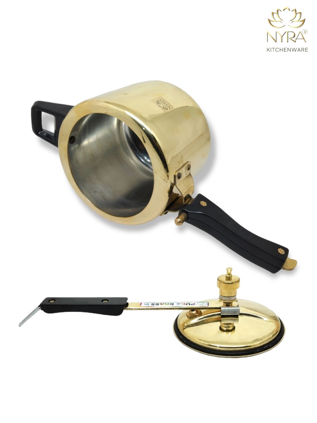 An open pic of brass kalai cooker