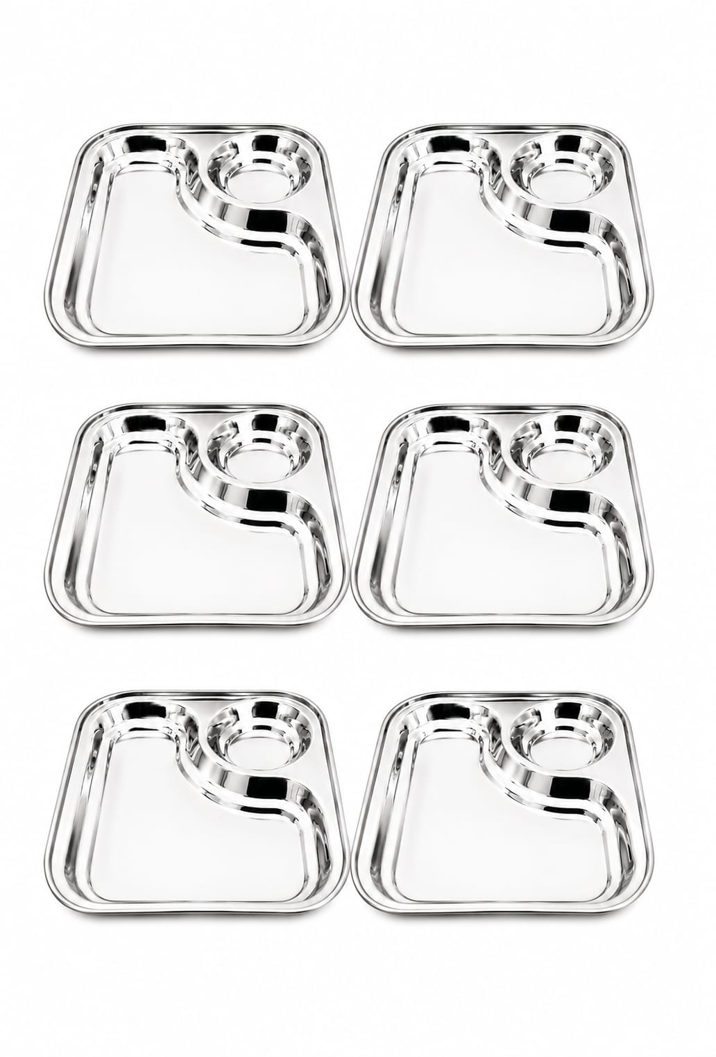 Stainless Steel 2-in-1 Snack Plate | Classy Dual Compartment Square Plate