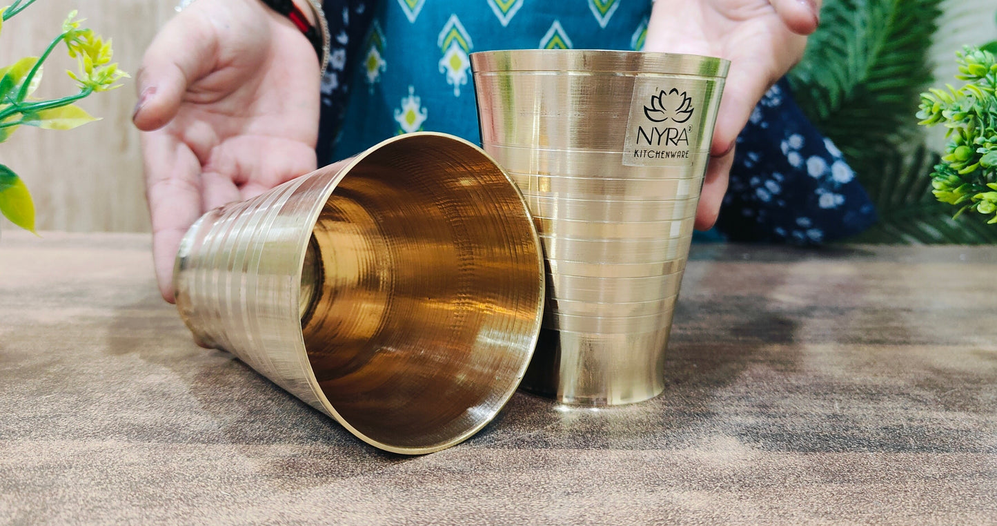 Pure Brass/Peetal Drinking Glass – Handcrafted Tumbler | Traditional Design & Health Benefits