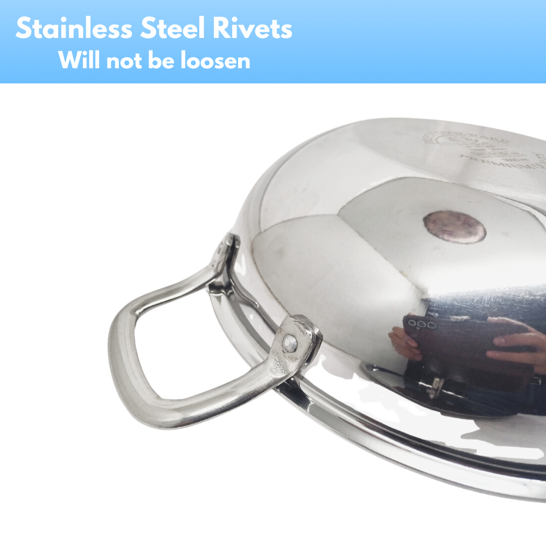 Tri-Ply Stainless Steel Kadhai Set with Lid