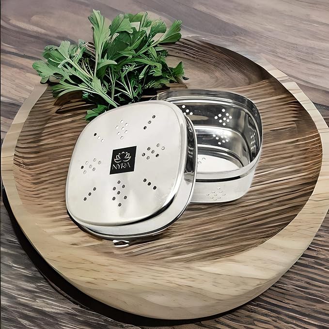 Stainless Steel Square-shaped Coriander/ Multipurpose Storage Container with air ventilations