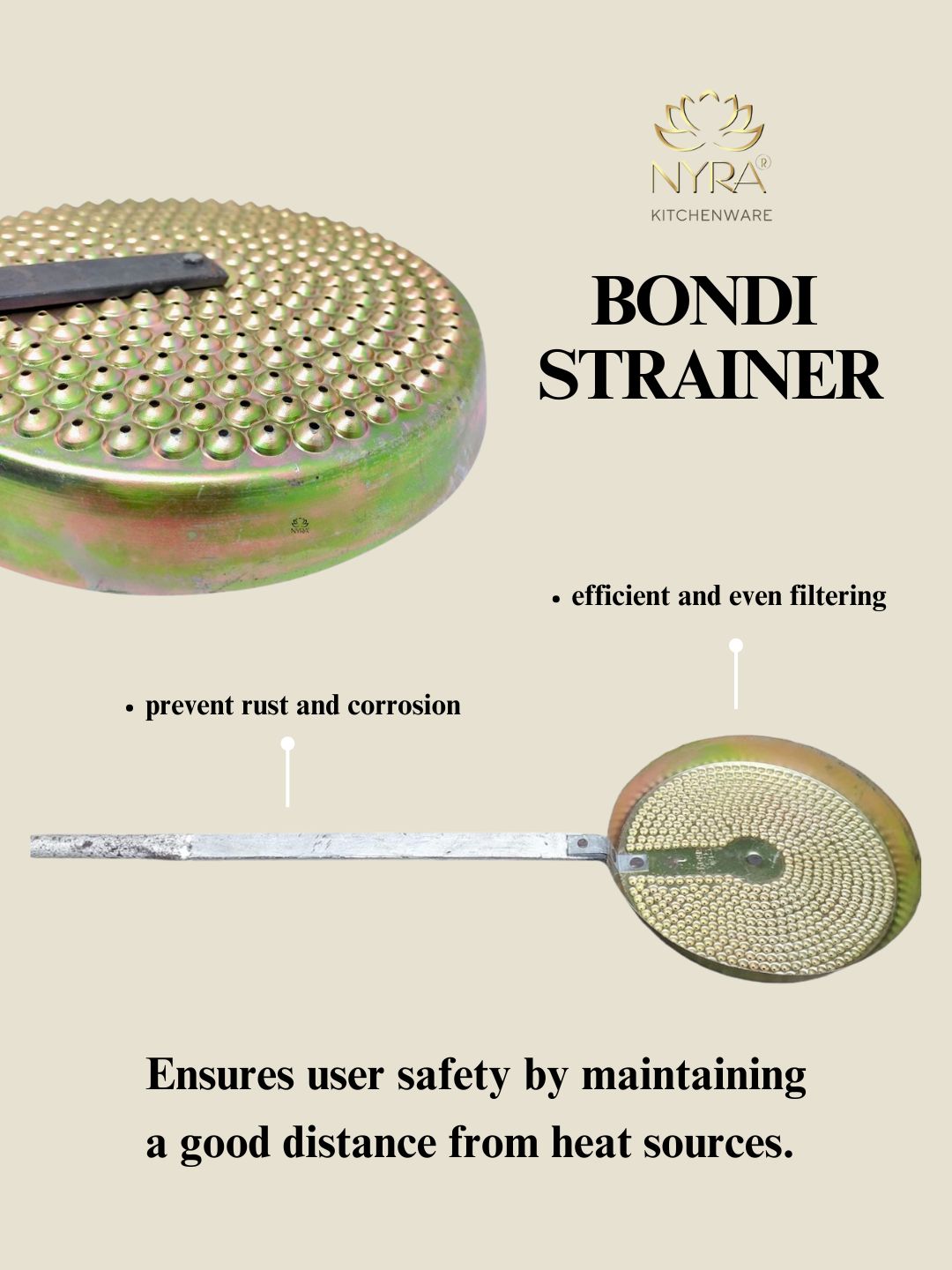 Benefits of Stainless Steel Bondi Jhara/Strainer with Long Handle - for Deep Frying