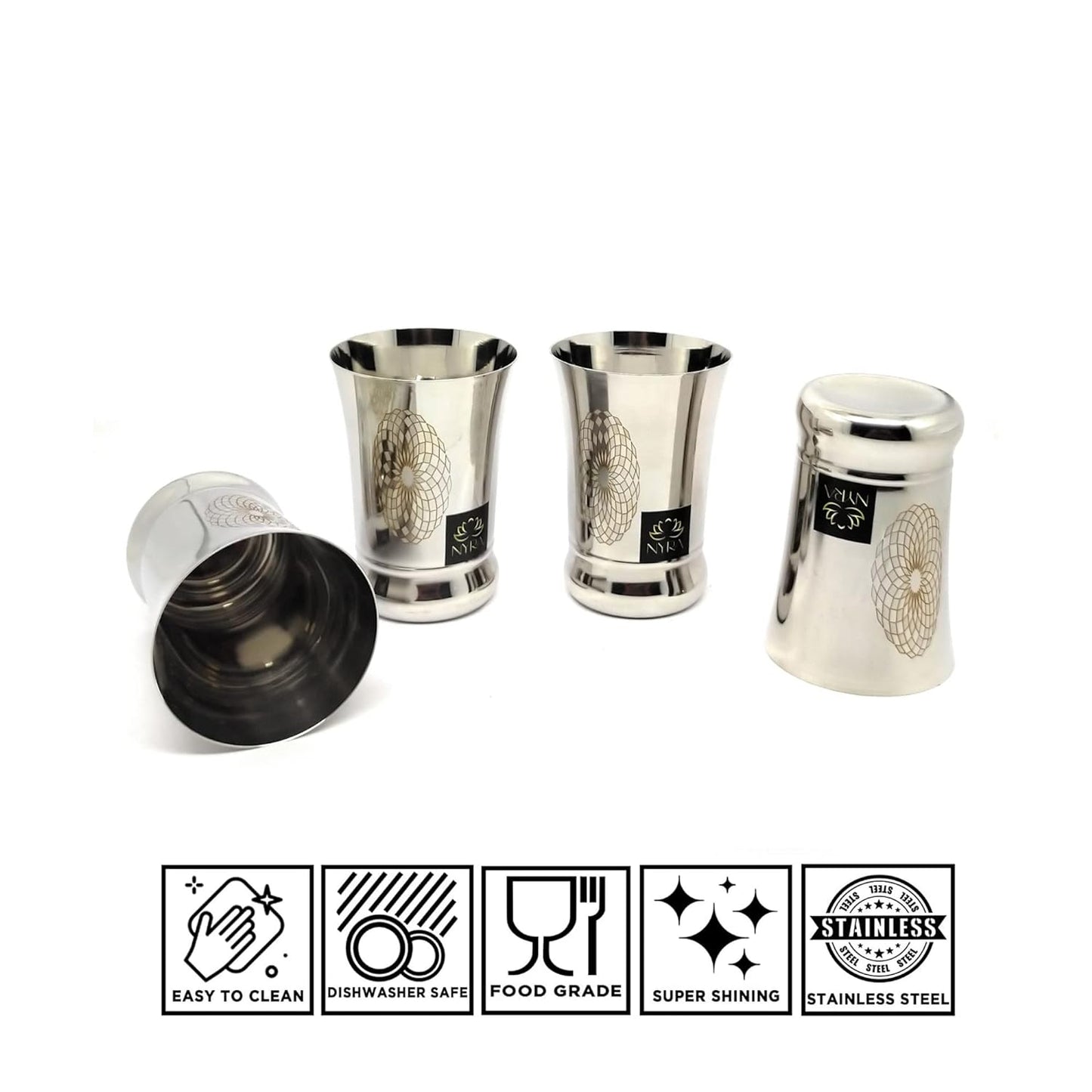 Stainless Steel Heavy Gauge Glass/Tumbler with Permanent Laser Design