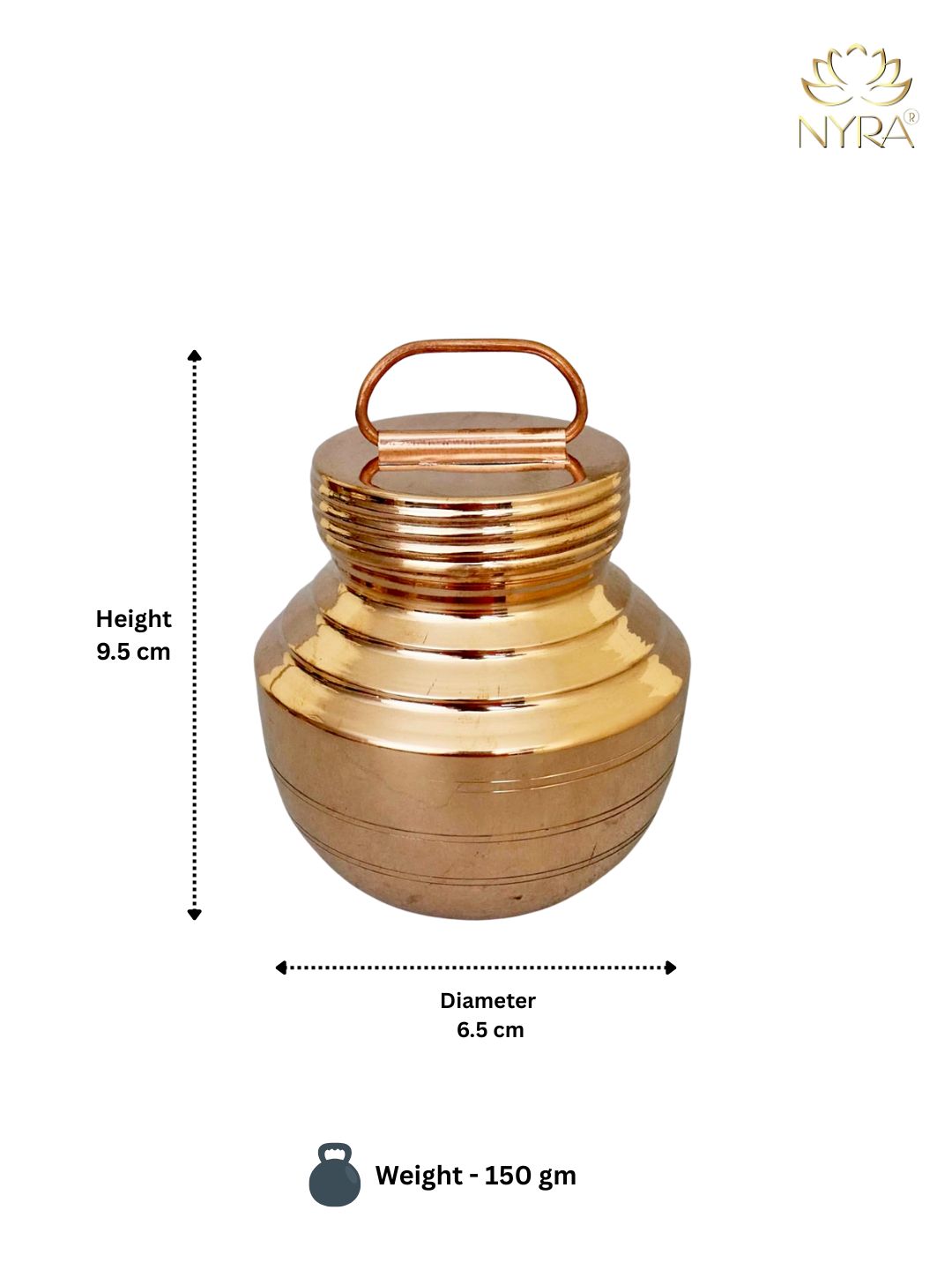 Pure Copper Gangajali with Lid | Traditional Kalash for Pooja, Hawan, and Religious Use - Handmade Tamba Lota for Ganga Jal Storage