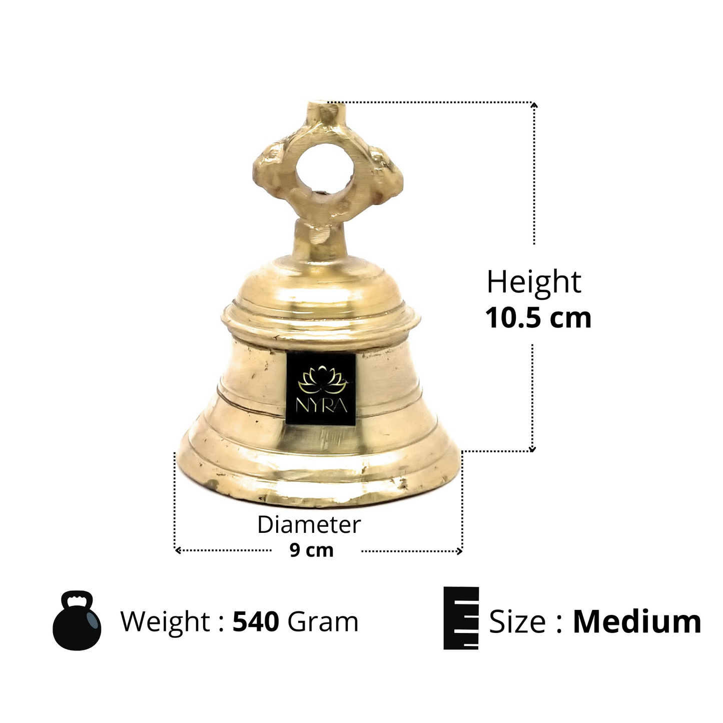 Pure Peetal Pooja Mandir Ghanta | Heavy Brass Temple Bell for Rituals & Spiritual Practices