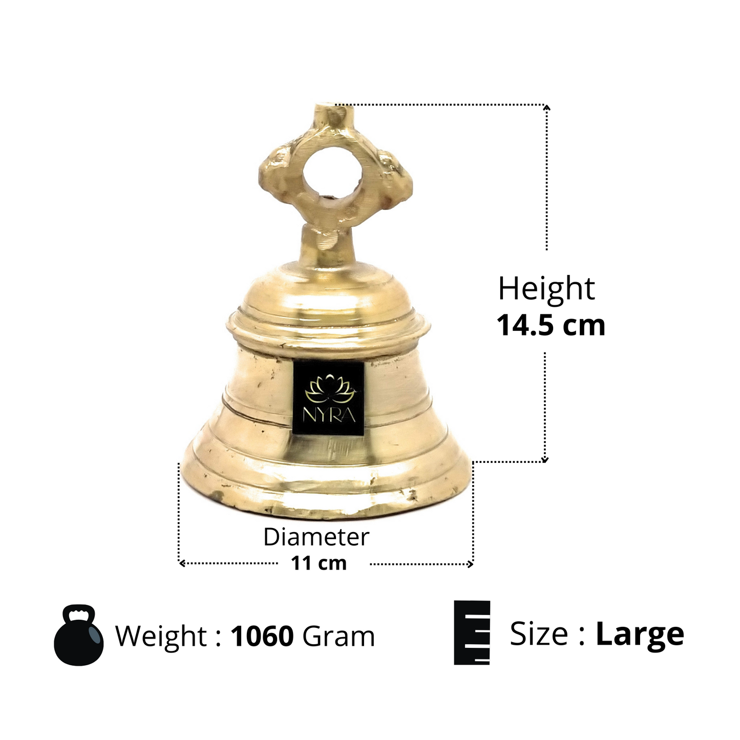 Pure Peetal Pooja Mandir Ghanta | Heavy Brass Temple Bell for Rituals & Spiritual Practices