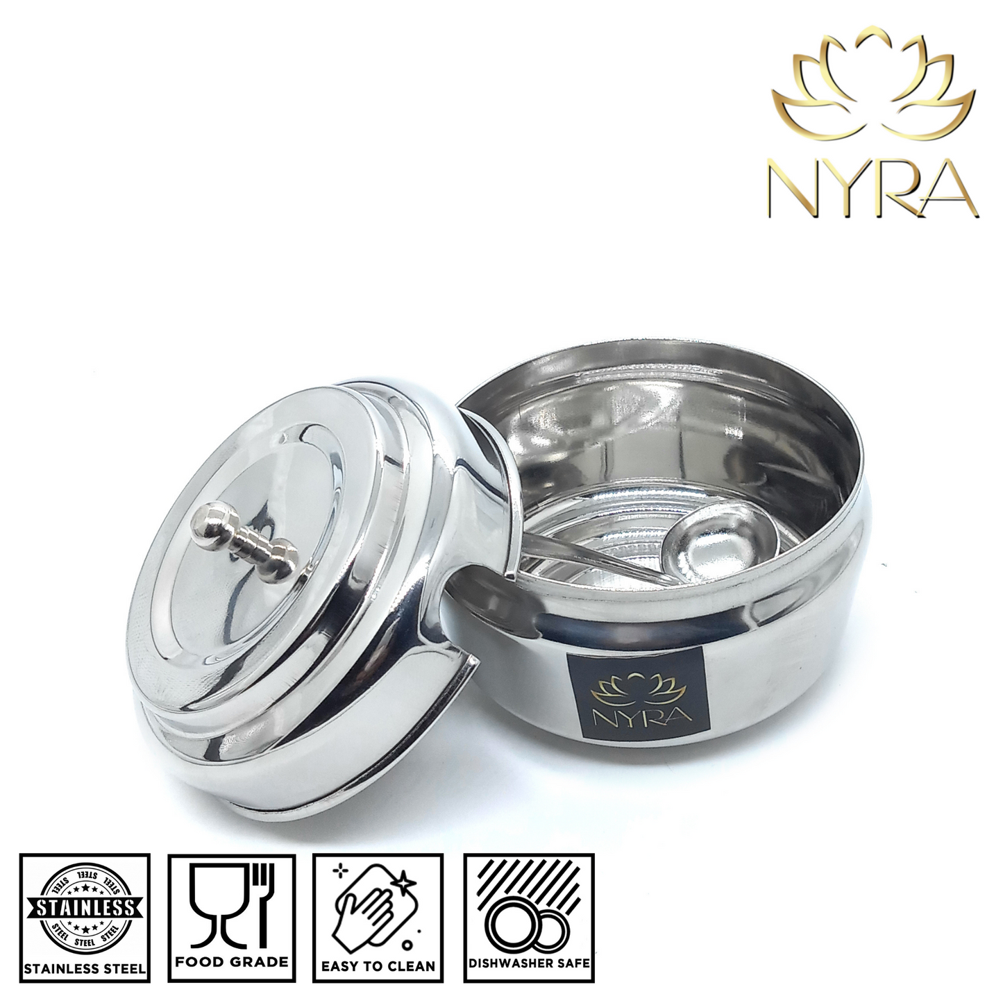 Stainless Steel Ghee/0il Pot Storage Container with Spoon