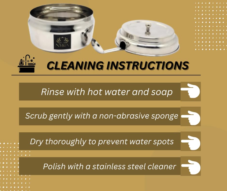 washing intructions for Stainless Steel Ghee/0il Pot Storage Container with Spoon