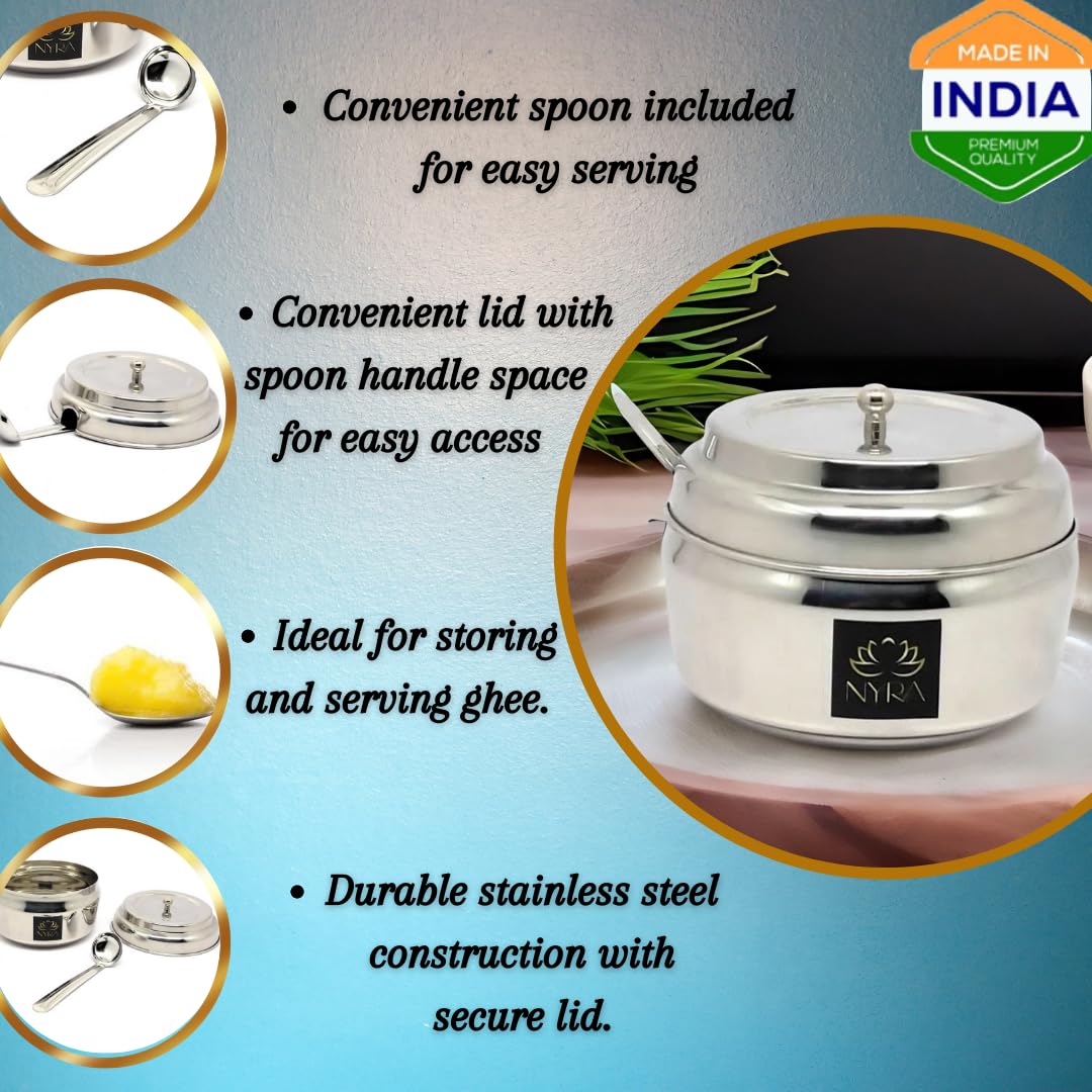 Features of Stainless Steel Ghee/0il Pot Storage Container with Spoon