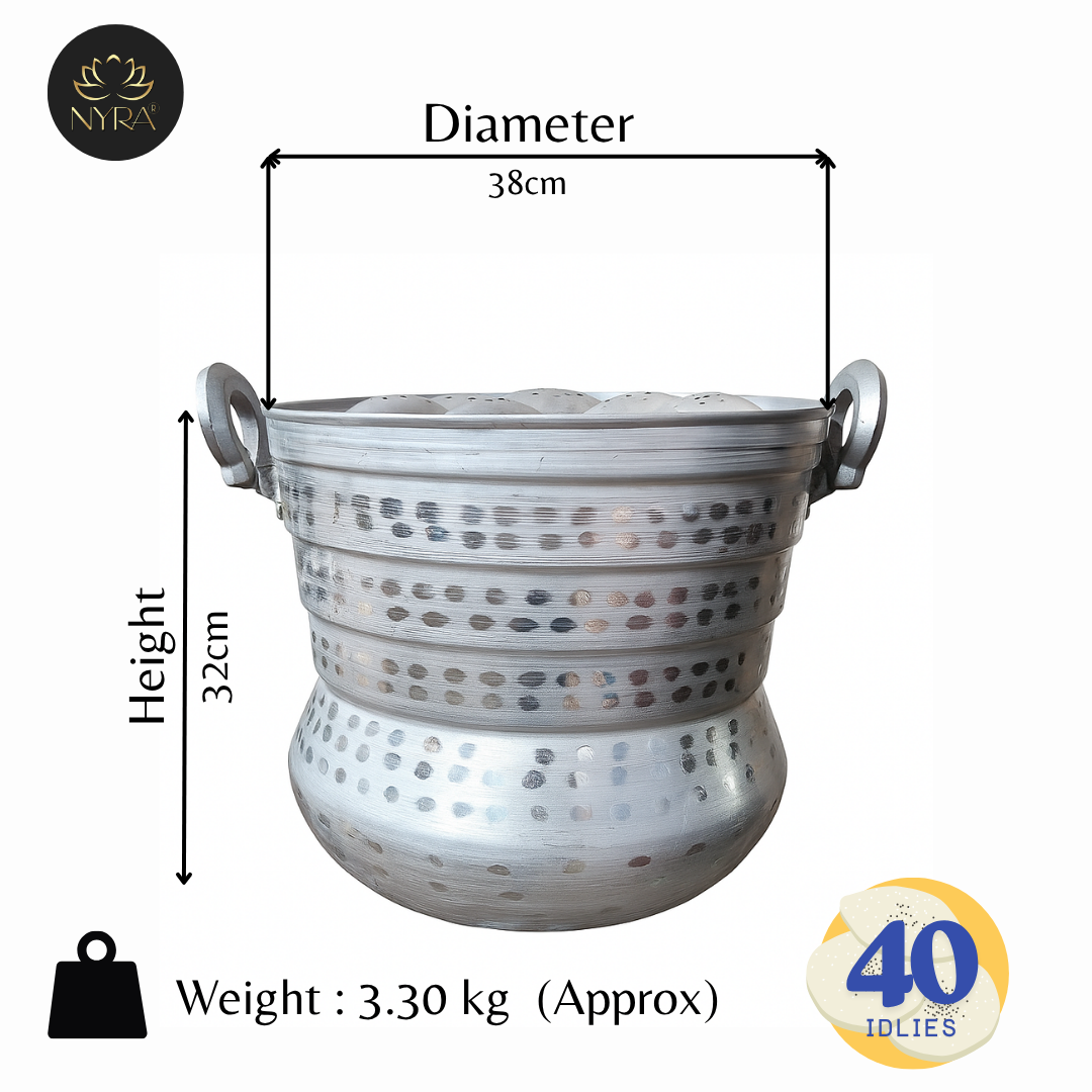 Commercial Hammered Aluminium Idli Cooker l Idli Maker for Hotels, Catering & Restaurants | Durable Design for Soft & Fluffy Idlis | Authentic South Indian Cooking | Contact for Prices