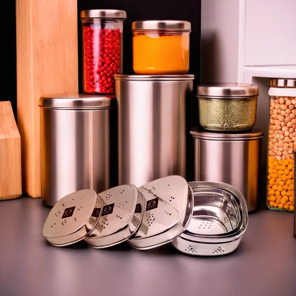 Stainless Steel Square-shaped Coriander/ Multipurpose Storage Container with air ventilations