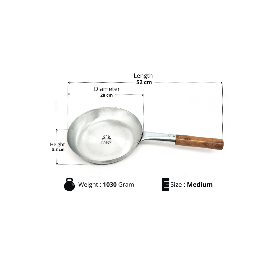 Iron Chinese Fry Pan with Wooden Handle - 4 Sizes