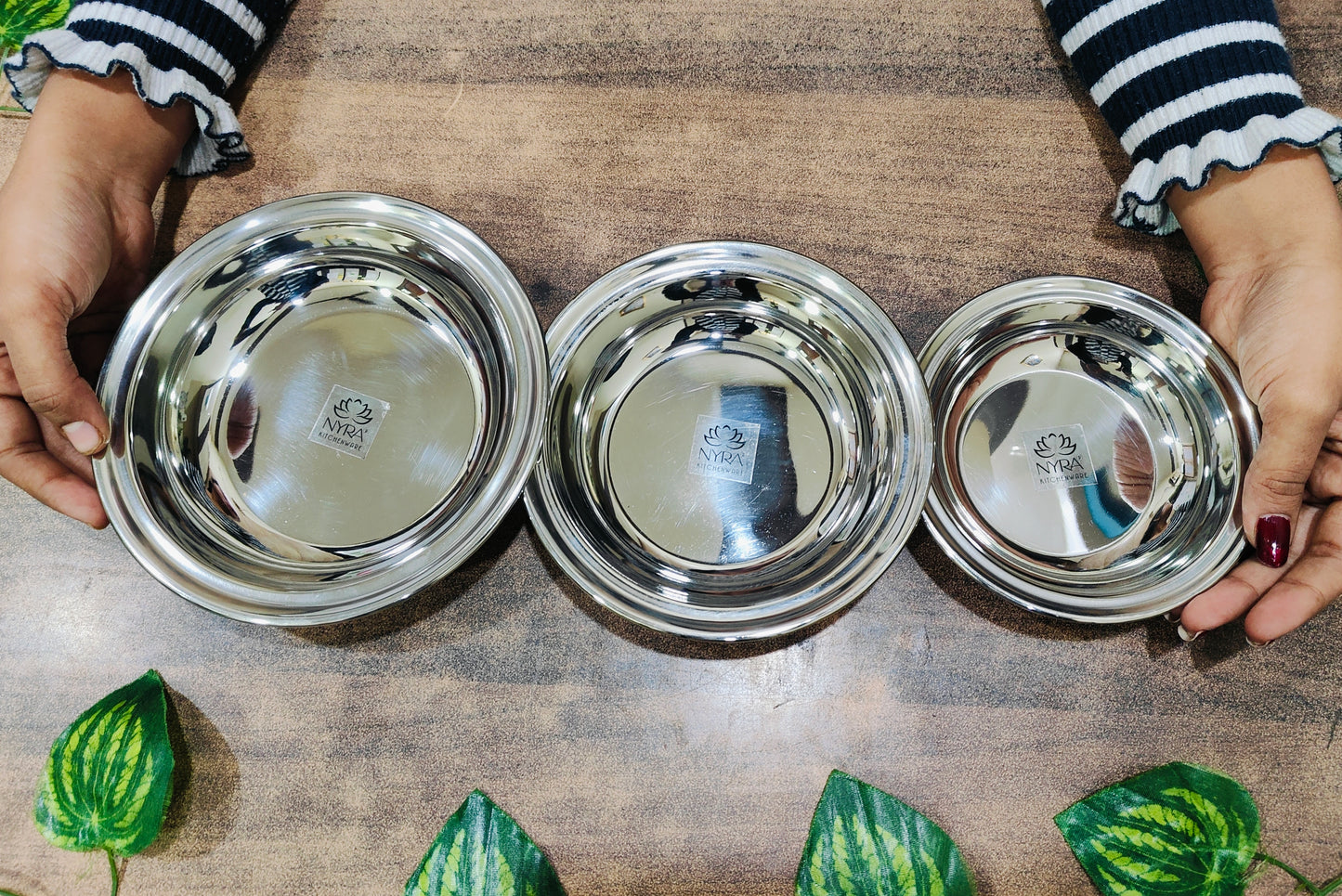 Stainless Steel Dahivada Serving Bowl | Deep Round Bowls for Serving and Dining - Available in 3 Sizes | Set of 6 pcs