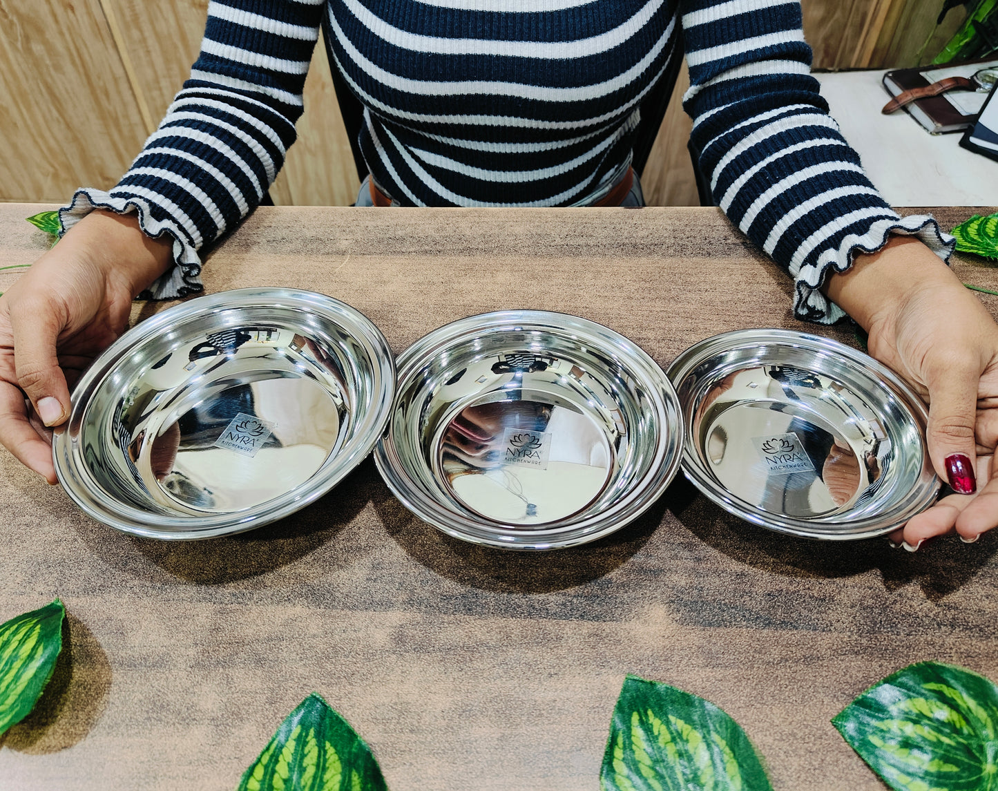 Stainless Steel Dahivada Serving Bowl | Deep Round Bowls for Serving and Dining - Available in 3 Sizes | Set of 6 pcs