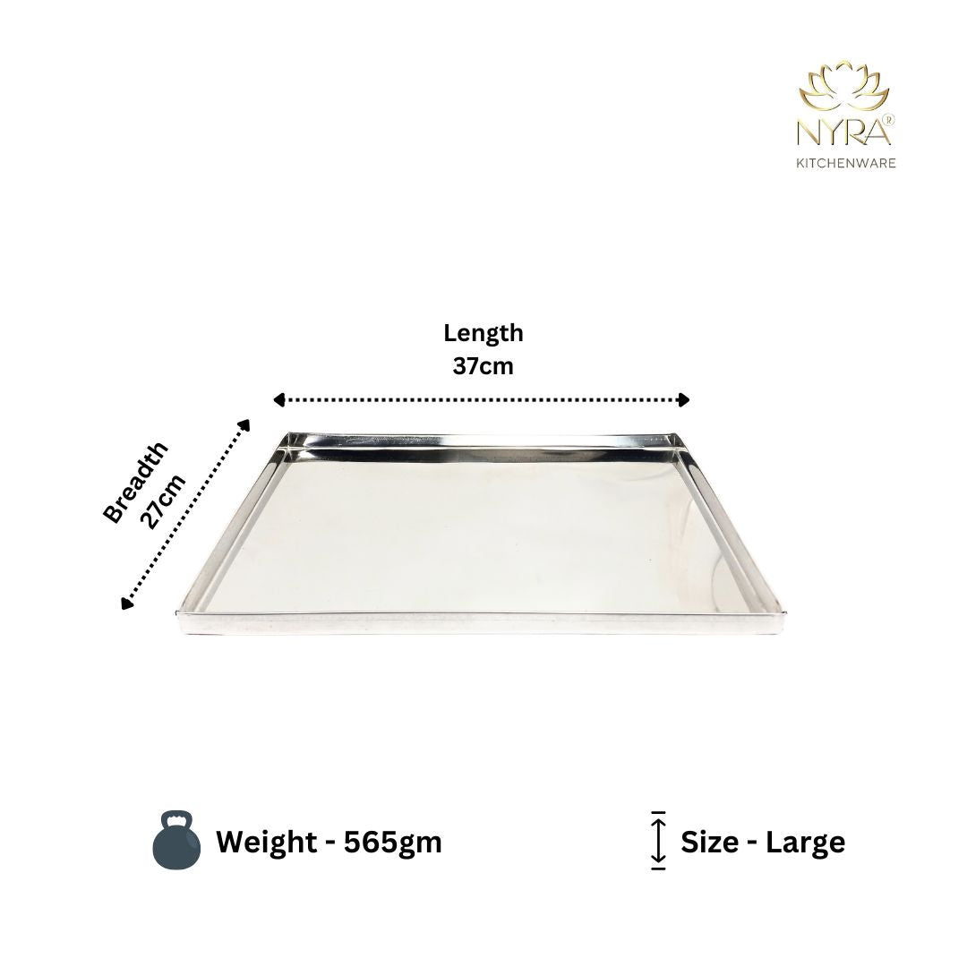 dimensions of large Stainless Steel Storing & Serving Tray for Sweet & Snacks