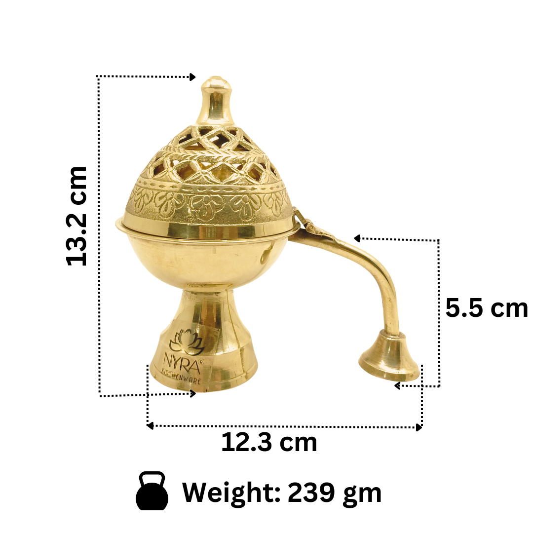 Dimensions of Pure Brass Loban Diya with Handle